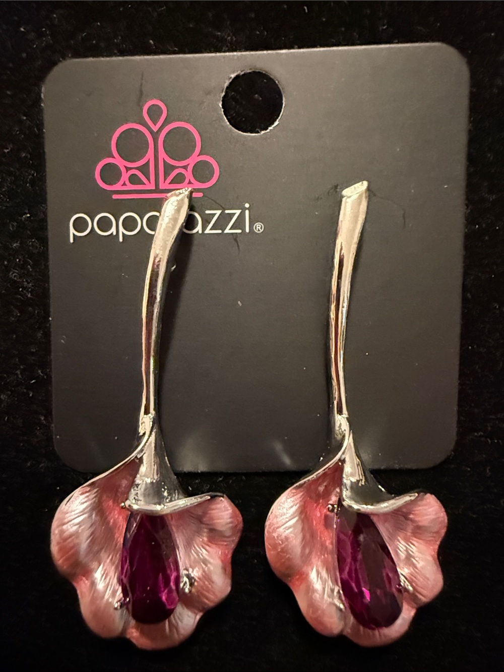 NWT Pink Flower Elongated Post Earrings(Last One) - Picture 4 of 4